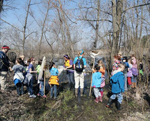 Students in the Reserve wetlands