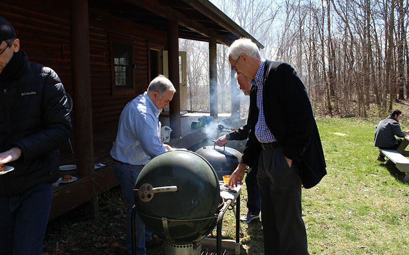 Professors enjoying a barbecue